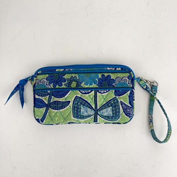 Vera Bradley Blue Green Floral Print Wallet - Picture 7 of 8